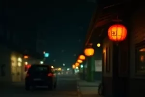 停电夜晚的客厅，蜡烛照亮一家人围坐的桌面